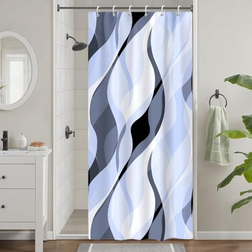 Uiiooazy Duschvorhang Blau, Duschvorhang Schmal 90x180cm Anti Schimmel Himmelblau Gradient Grau Streifen Gemustert Duschvorhänge Kurz Stoff Waschbar Wasserdicht Bad Vorhang mit 6 Haken für Badezimmer Uiiooazy Duschvorhang Blau, Duschvorhang Schmal 90x180cm Anti Schimmel Himmelblau Gradient Grau Streifen Gemustert Duschvorhänge Kurz Stoff Waschbar Wasserdicht Bad Vorhang mit 6 Haken für Badezimmer von Uiiooazy