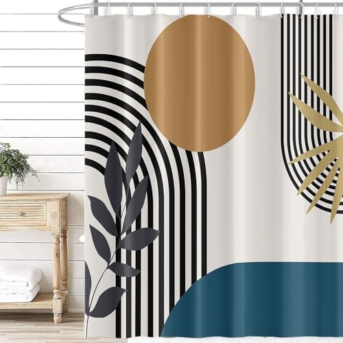 Uiiooazy Duschvorhang Blau, Duschvorhang Abstrakt Schwarz Linien Orange Sonne Geometrisches Muster Duschvorhänge Anti Schimmel Wasserdicht Polyester Stoff Waschbar Bad Vorhang mit 12 Haken 180x180cm Uiiooazy Duschvorhang Blau, Duschvorhang Abstrakt Schwarz Linien Orange Sonne Geometrisches Muster Duschvorhänge Anti Schimmel Wasserdicht Polyester Stoff Waschbar Bad Vorhang mit 12 Haken 180x180cm von Uiiooazy