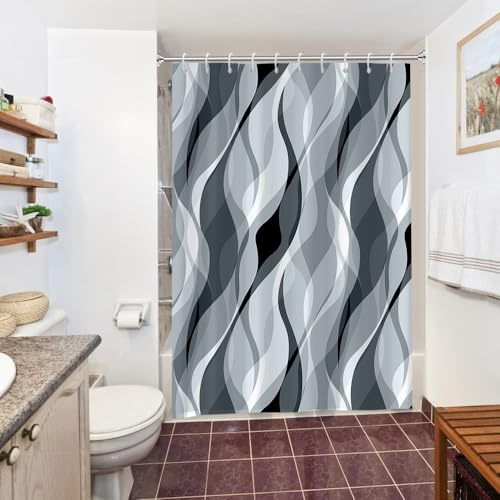Uiiooazy Duschvorhang Blau, Duschvorhang 150x180cm Anti Schimmel Grau Gestreift Gradient Streifen Gemustert Duschvorhänge Stoff Waschbar Wasserdicht Polyester Bad Vorhang mit 10 Haken für Badezimmer Uiiooazy Duschvorhang Blau, Duschvorhang 150x180cm Anti Schimmel Grau Gestreift Gradient Streifen Gemustert Duschvorhänge Stoff Waschbar Wasserdicht Polyester Bad Vorhang mit 10 Haken für Badezimmer von Uiiooazy