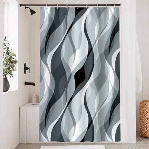 Uiiooazy Duschvorhang Blau, Duschvorhang 120x200cm Anti Schimmel Grau Gestreift Gradient Streifen Gemustert Duschvorhänge Stoff Waschbar Wasserdicht Polyester Bad Vorhang mit 8 Haken für Badezimmer Uiiooazy Duschvorhang Blau, Duschvorhang 120x200cm Anti Schimmel Grau Gestreift Gradient Streifen Gemustert Duschvorhänge Stoff Waschbar Wasserdicht Polyester Bad Vorhang mit 8 Haken für Badezimmer von Uiiooazy