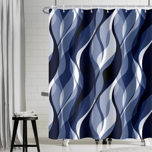 Uiiooazy Duschvorhang Blau Marine, Duschvorhang 180x200cm Anti Schimmel Blau Gestreift Gradient Streifen Gemustert Duschvorhänge Stoff Waschbar Wasserdicht Bad Vorhang mit 12 Haken für Badezimmer Uiiooazy Duschvorhang Blau Marine, Duschvorhang 180x200cm Anti Schimmel Blau Gestreift Gradient Streifen Gemustert Duschvorhänge Stoff Waschbar Wasserdicht Bad Vorhang mit 12 Haken für Badezimmer von Uiiooazy
