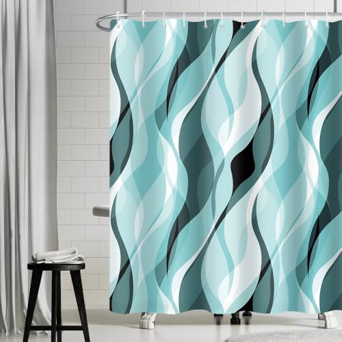 Uiiooazy Duschvorhang Türkis, Duschvorhang 180x200cm Anti Schimmel Blau Grün Gradient Streifen Gemustert Duschvorhänge Stoff Waschbar Wasserdicht Polyester Bad Vorhang mit 12 Haken für Badezimmer Uiiooazy Duschvorhang Türkis, Duschvorhang 180x200cm Anti Schimmel Blau Grün Gradient Streifen Gemustert Duschvorhänge Stoff Waschbar Wasserdicht Polyester Bad Vorhang mit 12 Haken für Badezimmer von Uiiooazy