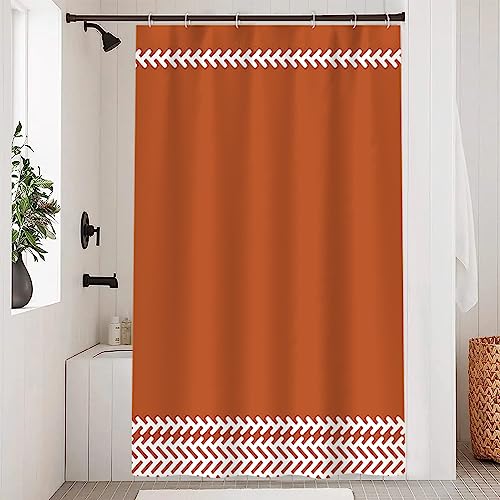 Uiiooazy Duschvorhang Boho Style, Duschvorhang Terracotta Weiß Geometrisches Muster Minimalistisch Duschvorhäng Anti Schimmel Wasserdicht Polyester Stoff Waschbar Bad Vorhang mit 8 Haken 120Bx200Hcm von Uiiooazy