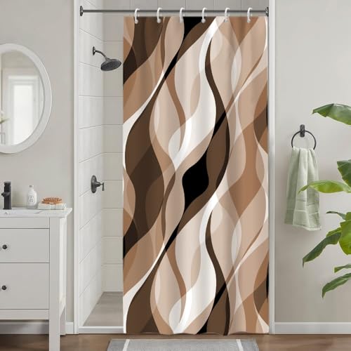 Uiiooazy Duschvorhang Braun, Duschvorhang Schmal 90x180cm Anti Schimmel Schwarz Braun Gradient Khaki Streifen Duschvorhänge Stoff Waschbar Wasserdicht Polyester Bad Vorhang mit 6 Haken für Badezimmer Uiiooazy Duschvorhang Braun, Duschvorhang Schmal 90x180cm Anti Schimmel Schwarz Braun Gradient Khaki Streifen Duschvorhänge Stoff Waschbar Wasserdicht Polyester Bad Vorhang mit 6 Haken für Badezimmer von Uiiooazy