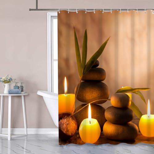 Uiiooazy Duschvorhang 180x180cm, Duschvorhang Anti Schimmel Braun Zen Bambus Grüne Blätter Grau Steine Spa Duschvorhänge Stoff Waschbar Wasserdicht Polyester Bad Vorhang mit 12 Haken für Badezimmer Uiiooazy Duschvorhang 180x180cm, Duschvorhang Anti Schimmel Braun Zen Bambus Grüne Blätter Grau Steine Spa Duschvorhänge Stoff Waschbar Wasserdicht Polyester Bad Vorhang mit 12 Haken für Badezimmer von Uiiooazy
