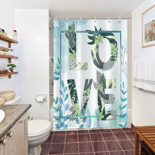 Uiiooazy Duschvorhang 150x200cm, Duschvorhang Anti Schimmel Blau Eukalyptus Grüne Grau Blätter Blumen Muster Duschvorhänge Wasserdicht Polyester Stoff Waschbar Bad Vorhang mit 10 Haken für Badezimmer Uiiooazy Duschvorhang 150x200cm, Duschvorhang Anti Schimmel Blau Eukalyptus Grüne Grau Blätter Blumen Muster Duschvorhänge Wasserdicht Polyester Stoff Waschbar Bad Vorhang mit 10 Haken für Badezimmer von Uiiooazy