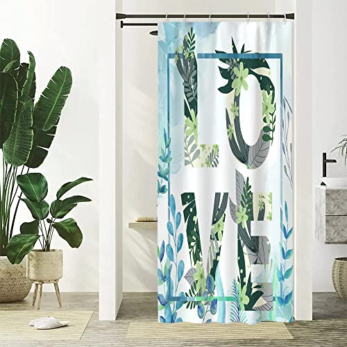 Uiiooazy Duschvorhang 90x180cm, Duschvorhang Schmal Anti Schimmel Blau Eukalyptus Grüne Grau Blätter Blumen Muster Klein Duschvorhänge Wasserdicht Polyester Stoff Waschbar Bad Vorhang mit 6 Haken Uiiooazy Duschvorhang 90x180cm, Duschvorhang Schmal Anti Schimmel Blau Eukalyptus Grüne Grau Blätter Blumen Muster Klein Duschvorhänge Wasserdicht Polyester Stoff Waschbar Bad Vorhang mit 6 Haken von Uiiooazy