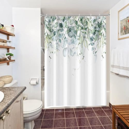 Uiiooazy Duschvorhang 150x200cm, Duschvorhang Anti Schimmel Grüne Blätter Aquarell Eukalyptus Pflanzen Duschvorhänge Wasserdicht Polyester Stoff Waschbar Bad Vorhang mit 10 Haken für Badezimmer Uiiooazy Duschvorhang 150x200cm, Duschvorhang Anti Schimmel Grüne Blätter Aquarell Eukalyptus Pflanzen Duschvorhänge Wasserdicht Polyester Stoff Waschbar Bad Vorhang mit 10 Haken für Badezimmer von Uiiooazy