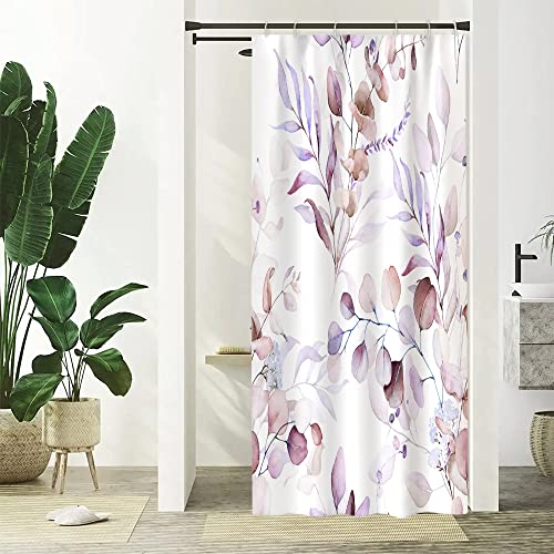 Uiiooazy Duschvorhang 90x180cm, Duschvorhang Schmal Anti Schimmel Lila Violett Blätter Rosa Blumen Klein Duschvorhänge Wasserdicht Polyester Stoff Waschbar Bad Vorhang mit 6 Haken für Badezimmer Uiiooazy Duschvorhang 90x180cm, Duschvorhang Schmal Anti Schimmel Lila Violett Blätter Rosa Blumen Klein Duschvorhänge Wasserdicht Polyester Stoff Waschbar Bad Vorhang mit 6 Haken für Badezimmer von Uiiooazy