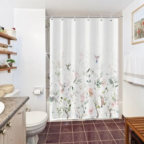 Uiiooazy Duschvorhang Eukalyptus Grün, Duschvorhang Aquarell Blätter Rosa Blumen Duschvorhäng Anti Schimmel Wasserdicht Polyester Stoff Waschbar Bad Vorhang mit 10 Haken für Badezimmer 150x180cm Uiiooazy Duschvorhang Eukalyptus Grün, Duschvorhang Aquarell Blätter Rosa Blumen Duschvorhäng Anti Schimmel Wasserdicht Polyester Stoff Waschbar Bad Vorhang mit 10 Haken für Badezimmer 150x180cm von Uiiooazy