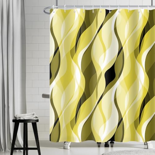 Uiiooazy Duschvorhang Gelb, Duschvorhang Abstrakt Geometrische Muster Streifen Linien Duschvorhäng Anti Schimmel Wasserdicht Polyester Stoff Waschbar Bad Vorhang mit 12 Haken für Badezimmer 180x180cm Uiiooazy Duschvorhang Gelb, Duschvorhang Abstrakt Geometrische Muster Streifen Linien Duschvorhäng Anti Schimmel Wasserdicht Polyester Stoff Waschbar Bad Vorhang mit 12 Haken für Badezimmer 180x180cm von Uiiooazy