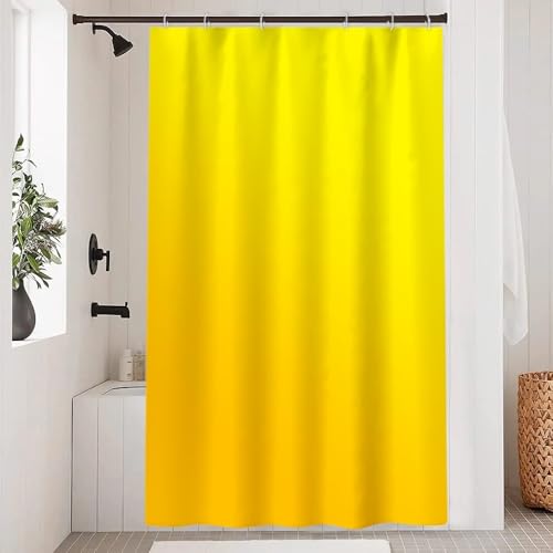 Uiiooazy Duschvorhang 120x200cm, Duschvorhang Anti Schimmel Gelb Gradient Senfgelb Modern Herbst Duschvorhänge Badewanne Stoff Waschbar Wasserdicht Polyester Bad Vorhang mit 8 Haken für Badezimmer von Uiiooazy