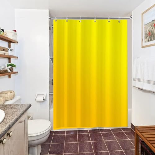 Uiiooazy Duschvorhang Gelb, Duschvorhang Gradient Yellow Herbst Hellgelb Moderne Duschvorhänge Anti Schimmel Wasserdicht Polyester Stoff Waschbar Bad Vorhang mit Haken für Badezimmer 150x180cm von Uiiooazy