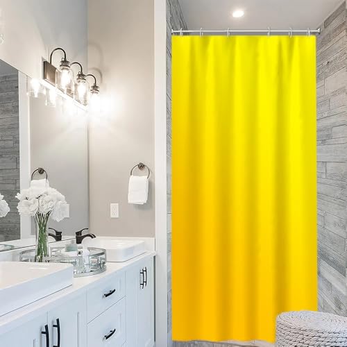 Uiiooazy Duschvorhang Gelb, Duschvorhang Gradient Yellow Herbst Hellgelb Moderne Duschvorhänge Anti Schimmel Wasserdicht Polyester Stoff Waschbar Bad Vorhang mit Haken für Badezimmer 90x180cm von Uiiooazy