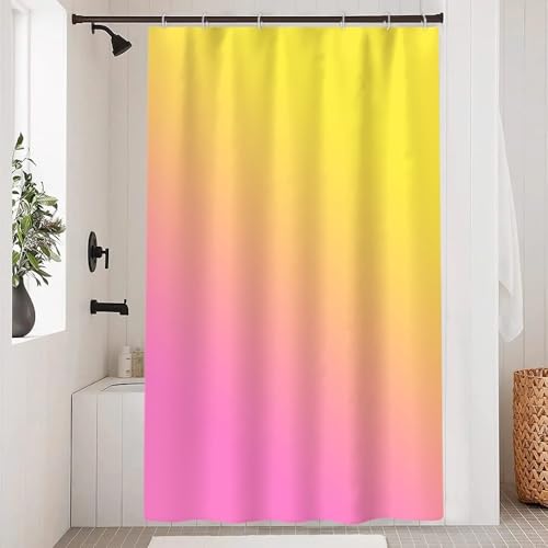 Uiiooazy Duschvorhang 120x200cm, Duschvorhang Anti Schimmel Lavendel Rosa Gradient Lila Violett Gelb Modern Duschvorhänge Stoff Waschbar Wasserdicht Polyester Bad Vorhang mit 8 Haken für Badezimmer von Uiiooazy