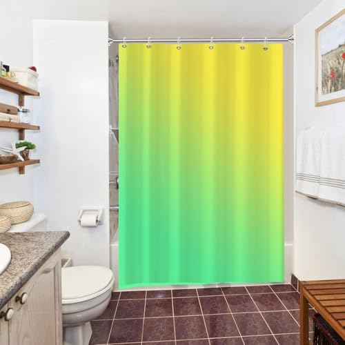 Uiiooazy Duschvorhang Gradient, Duschvorhang Hellgrün Gelb Herbst Duschvorhänge Wasserdicht Polyester Stoff Blickdicht Waschbar Bad Vorhang mit Duschvorhängringen für Badezimmer 150x180cm von Uiiooazy