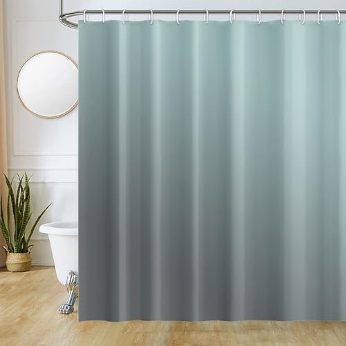 Uiiooazy Duschvorhang Grau, Duschvorhang Gradient Grey Duschvorhänge Wasserdicht Polyester Stoff Waschbar Blickdicht Bad Vorhang mit 12 Duschvorhängringen für Badezimmer Badewanne 180x180cm von Uiiooazy