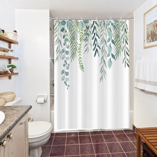Uiiooazy Duschvorhang 150x180cm, Duschvorhang Anti Schimmel Grüne Blätter Eukalyptus Pflanzen Textil Duschvorhänge Wasserdicht Polyester Stoff Waschbar Bad Vorhang mit 10 Haken für Badezimmer Uiiooazy Duschvorhang 150x180cm, Duschvorhang Anti Schimmel Grüne Blätter Eukalyptus Pflanzen Textil Duschvorhänge Wasserdicht Polyester Stoff Waschbar Bad Vorhang mit 10 Haken für Badezimmer von Uiiooazy
