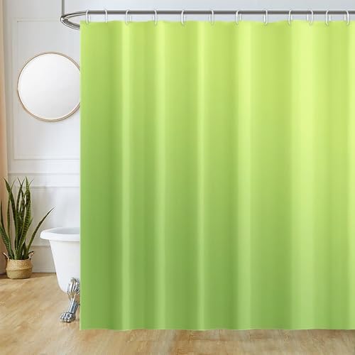 Uiiooazy Duschvorhang 180x200cm, Duschvorhang Anti Schimmel Grün Gradient Salbeigrün Modern Duschvorhänge Stoff Waschbar Wasserdicht Polyester Blickdicht Bad Vorhang mit 12 Haken für Badezimmer von Uiiooazy