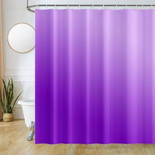 Uiiooazy Duschvorhang Lila, Duschvorhang Gradient Violett Herbst Duschvorhänge Wasserdicht Polyester Stoff Waschbar Blickdicht Bad Vorhang mit 12 Duschvorhängringen für Badezimmer Badewanne 180x240cm von Uiiooazy