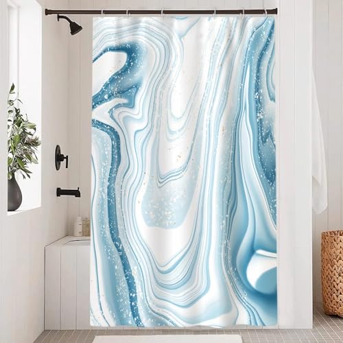 Uiiooazy Duschvorhang 120x200cm, Duschvorhang Anti Schimmel Blau Marmor Optik Himmelblau Weiß Marmoriert Duschvorhänge Stoff Waschbar Wasserdicht Polyester Bad Vorhang mit 8 Haken für Badezimmer Uiiooazy Duschvorhang 120x200cm, Duschvorhang Anti Schimmel Blau Marmor Optik Himmelblau Weiß Marmoriert Duschvorhänge Stoff Waschbar Wasserdicht Polyester Bad Vorhang mit 8 Haken für Badezimmer von Uiiooazy