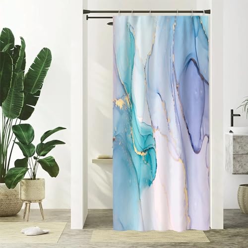 Uiiooazy Duschvorhang Schmal 90x180cm, Duschvorhang Anti Schimmel Blau Grün Marmor Optik Türkis Marmoriert Duschvorhänge Stoff Waschbar Wasserdicht Polyester Bad Vorhang mit 6 Haken für Badezimmer Uiiooazy Duschvorhang Schmal 90x180cm, Duschvorhang Anti Schimmel Blau Grün Marmor Optik Türkis Marmoriert Duschvorhänge Stoff Waschbar Wasserdicht Polyester Bad Vorhang mit 6 Haken für Badezimmer von Uiiooazy