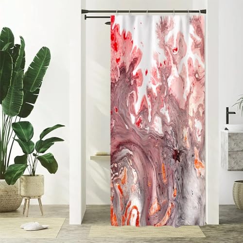 Uiiooazy Duschvorhang Marmor Optik, Duschvorhang Schmal Rosa Grau Abstrakt Marmoriert Duschvorhäng Anti Schimmel Wasserdicht Polyester Stoff Waschbar Bad Vorhang mit 6 Haken für Badezimmer 90Bx180Hcm Uiiooazy Duschvorhang Marmor Optik, Duschvorhang Schmal Rosa Grau Abstrakt Marmoriert Duschvorhäng Anti Schimmel Wasserdicht Polyester Stoff Waschbar Bad Vorhang mit 6 Haken für Badezimmer 90Bx180Hcm von Uiiooazy