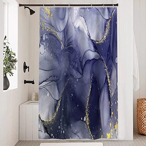 Uiiooazy Duschvorhang Marmor Optik, Duschvorhang Lila Violett Marmoriert Duschvorhäng Anti Schimmel Wasserdicht Polyester Stoff Waschbar Blickdicht Bad Vorhang mit 8 Haken für Badezimmer 120Bx180Hcm von Uiiooazy