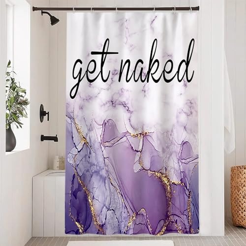 Uiiooazy Duschvorhang Marmor Optik, Duschvorhang Violett Weiß Marmoriert Duschvorhäng Anti Schimmel Wasserdicht Polyester Stoff Waschbar Blickdicht Bad Vorhang mit 8 Haken für Badezimmer 120Bx180Hcm von Uiiooazy