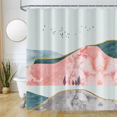 Uiiooazy Duschvorhang Rosa, Duschvorhang 180x220cm Grün Marmor Optik Anti Schimmel Grau Marmoriert Duschvorhänge Stoff Wasschbar Wasserdicht Polyester Bad Vorhang mit 12 Haken für Badezimmer Uiiooazy Duschvorhang Rosa, Duschvorhang 180x220cm Grün Marmor Optik Anti Schimmel Grau Marmoriert Duschvorhänge Stoff Wasschbar Wasserdicht Polyester Bad Vorhang mit 12 Haken für Badezimmer von Uiiooazy