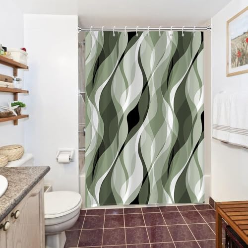 Uiiooazy Duschvorhang Grün, Duschvorhang 150x180cm Anti Schimmel Olive Grün Gestreift Gradient Streifen Duschvorhänge Stoff Waschbar Wasserdicht Polyester Bad Vorhang mit 10 Haken für Badezimmer Uiiooazy Duschvorhang Grün, Duschvorhang 150x180cm Anti Schimmel Olive Grün Gestreift Gradient Streifen Duschvorhänge Stoff Waschbar Wasserdicht Polyester Bad Vorhang mit 10 Haken für Badezimmer von Uiiooazy