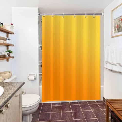Uiiooazy Duschvorhang Orange, Duschvorhang Gradient Gelb Terracotta Herbst Yellow Duschvorhänge Anti Schimmel Wasserdicht Polyester Stoff Waschbar Bad Vorhang mit Haken für Badezimmer 150x180cm von Uiiooazy