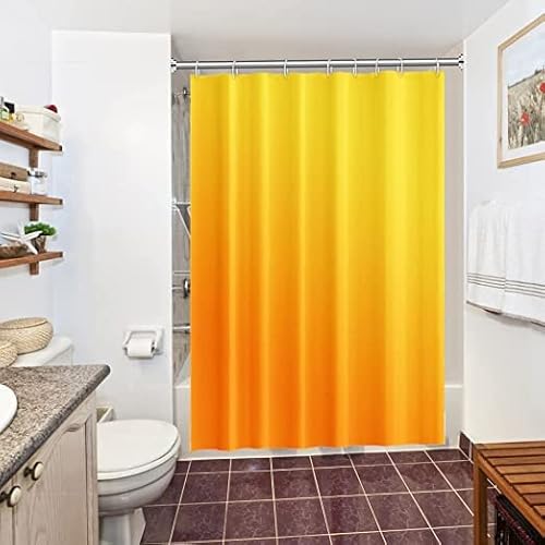 Uiiooazy Duschvorhang Orange, Duschvorhang Gradient Gelb Terracotta Herbst Yellow Duschvorhänge Anti Schimmel Wasserdicht Polyester Stoff Waschbar Bad Vorhang mit Haken für Badezimmer 150x200cm von Uiiooazy