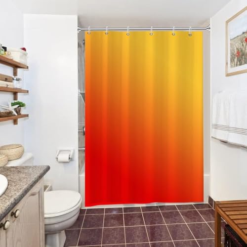 Uiiooazy Duschvorhang 150x180cm, Duschvorhang Anti Schimmel Terracotta Gradient Orange Gelb Herbst Moderne Duschvorhänge Stoff Waschbar Wasserdicht Polyester Bad Vorhang mit 10 Haken für Badezimmer von Uiiooazy