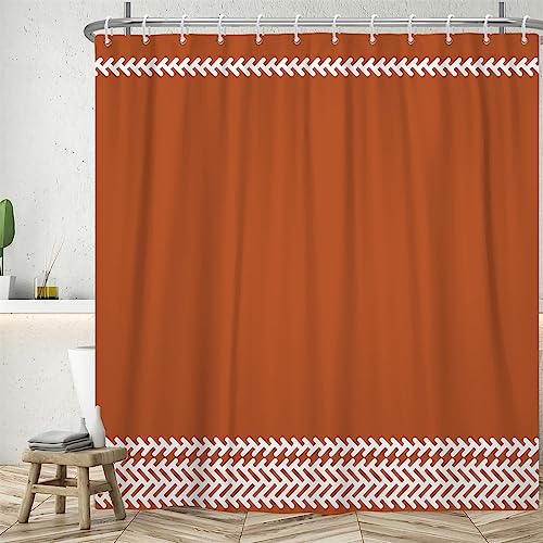 Uiiooazy Duschvorhang 180x200cm, Duschvorhang Boho Style Terracotta Modern Minimalistisch Duschvorhänge Anti Schimmel Stoff Waschbar Wasserdicht Polyester Bad Vorhang mit 12 Haken für Badezimmer von Uiiooazy