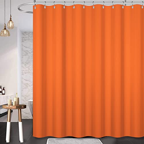 Uiiooazy Duschvorhang Waffel, Duschvorhang Orange Muster Waffeloptik Duschvorhäng Anti Schimmel Wasserdicht Polyester Stoff Waschbar Bad Vorhang mit 12 Metallhaken für Badezimmer 180Bx220Hcm von Uiiooazy