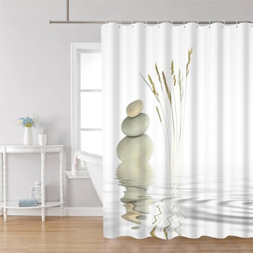 Uiiooazy Duschvorhang 180x220cm, Duschvorhang Anti Schimmel Spa Steine Grau Pebble Zen Landschaft Motiv Duschvorhänge Stoff Waschbar Wasserdicht Polyester Bad Vorhang mit 12 Haken für Badezimmer Uiiooazy Duschvorhang 180x220cm, Duschvorhang Anti Schimmel Spa Steine Grau Pebble Zen Landschaft Motiv Duschvorhänge Stoff Waschbar Wasserdicht Polyester Bad Vorhang mit 12 Haken für Badezimmer von Uiiooazy