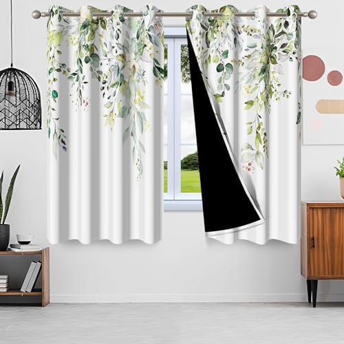 Uiiooazy Gardinen Eukalyptus, Verdunkelungsvorhang Grün Blätter Aquarell Pflanzenmotiv Muster Thermogardine Blickdicht Vorhänge mit Ösen für Schlafzimmer Wohnzimmer Kinderzimmer, 2er Set, 140Bx145Hcm Uiiooazy Gardinen Eukalyptus, Verdunkelungsvorhang Grün Blätter Aquarell Pflanzenmotiv Muster Thermogardine Blickdicht Vorhänge mit Ösen für Schlafzimmer Wohnzimmer Kinderzimmer, 2er Set, 140Bx145Hcm von Uiiooazy