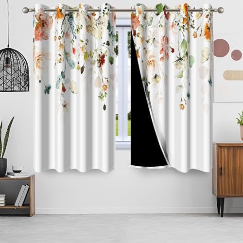 Uiiooazy Gardinen Eukalyptus, Vorhänge Grün Blätter Blumen Rosa Ösenvorhang Blickdicht Thermogardinen Fensterschal Verdunklungsvorhänge für Wohnzimmer Schlafzimmer Kinderzimmer, 2er Set, 135Bx160Hcm von Uiiooazy