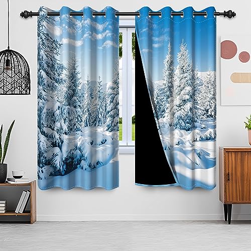 Uiiooazy Gardinen Weihnachten, Vorhänge Wald Weiß Schneeflocke Thermovorhang Blickdicht Polyester Vorhang Verdunkelungsvorhänge mit Ösen für Schlafzimmer Wohnzimmer Kinderzimmer, 2er Set, 135Bx160Hcm Uiiooazy Gardinen Weihnachten, Vorhänge Wald Weiß Schneeflocke Thermovorhang Blickdicht Polyester Vorhang Verdunkelungsvorhänge mit Ösen für Schlafzimmer Wohnzimmer Kinderzimmer, 2er Set, 135Bx160Hcm von Uiiooazy