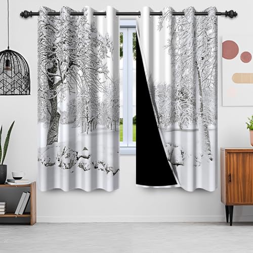 Uiiooazy Gardinen Weiß, Vorhänge Waldmotiv Weihnachten Schneeflocke Landschaft Thermogardinen Blickdicht mit Ösen Verdunklungsvorhänge für Wohnzimmer Schlafzimmer Kinderzimmer, 2er Set, 140Bx225Hcm Uiiooazy Gardinen Weiß, Vorhänge Waldmotiv Weihnachten Schneeflocke Landschaft Thermogardinen Blickdicht mit Ösen Verdunklungsvorhänge für Wohnzimmer Schlafzimmer Kinderzimmer, 2er Set, 140Bx225Hcm von Uiiooazy