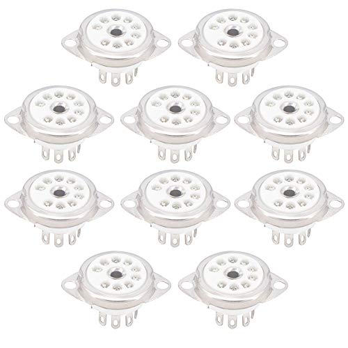 Uikdjgu 10 StüCk Keramik B9A Versilbert 9Pin Vakuum RöHren Buchse Paneel Chassis für ECC81 ECC82 ECC83 EL84 6922 Vakuum RöHre von Uikdjgu