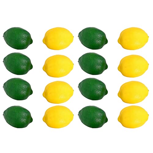 Uikdjgu 16 Pack Kuenstliche Gefaelschte Zitrone Limette Obst Fuer Vase Gefuellt Familienkueche Party Decor, Gelb und Gruen von Uikdjgu
