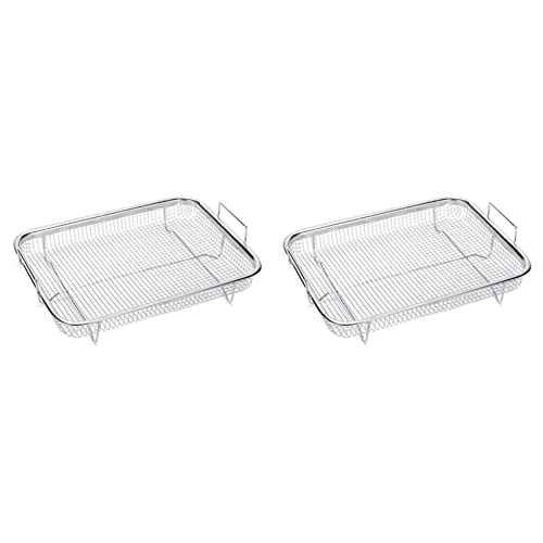 Uikdjgu 2 Stück Heißluftfritteusen-Korb für Ofen, Edelstahl-Grillkorb, Antihaft-Netzkorb, Heißluftfritteusen-Tablett-Drahtgitterkorb von Uikdjgu