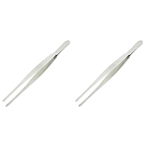 Uikdjgu 2X 5.5 Silber Ton Edelstahl Rund Tip Pinzette von Uikdjgu