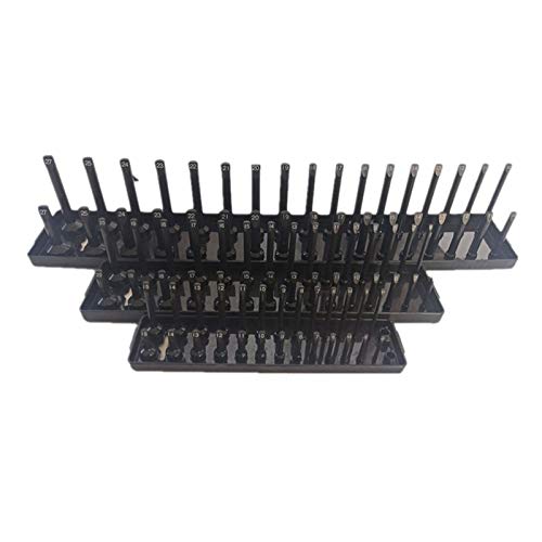 Uikdjgu 3-Teiliges Steckdose Organizer Tablett Set Schwarze Metrische Steckdose Tablett 1/4Zoll 3/8Zoll und 1/2Zoll Antrieb und Schatten Steckdose Halter von Uikdjgu