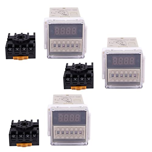 Uikdjgu 3X AC 220V 5A Programmierbares Zeitrelais für Doppelte ZeitverzöGerung Werkzeug DH48S-S von Uikdjgu