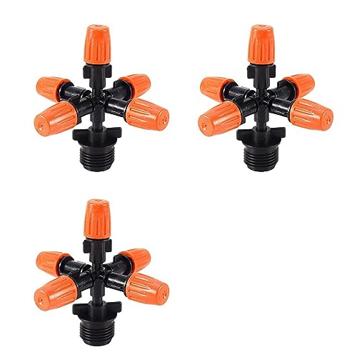 Uikdjgu 3X Garten Sprinkler Automatischer Bewässerungs Gras Rasen 360 Grad Kreis Drehender Wasser Berieselungs Anlage 5 Düsen Garten Rohr von Uikdjgu