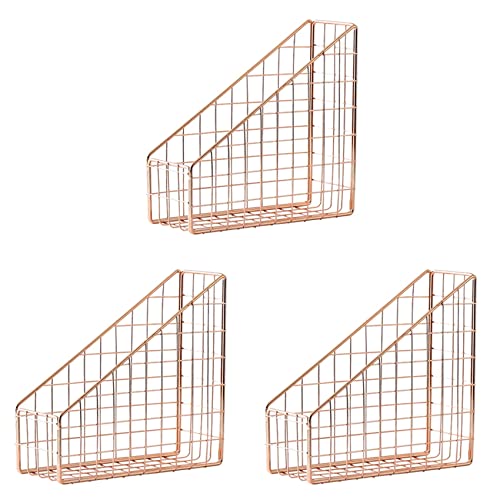 Uikdjgu 3X Rose Gold Galvanisiertes Buch Halter Schreibtisch Regal Akten Zeit Schriften Buch Stand von Uikdjgu