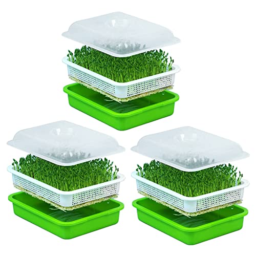 Uikdjgu 3X Samen Sprouter Tablett mit Deckel Freie Bohne Sprout Erzeuger Sprouting Samen Schale, Schmutzfreier Weg und GroßE KapazitäT von Uikdjgu